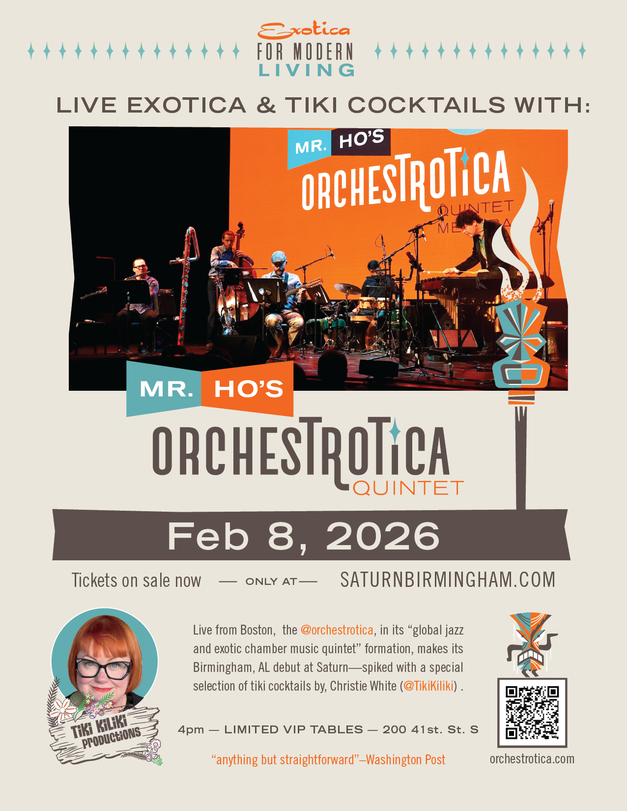 FLyer with photo of band and concert dates for this Feb 2026 tour